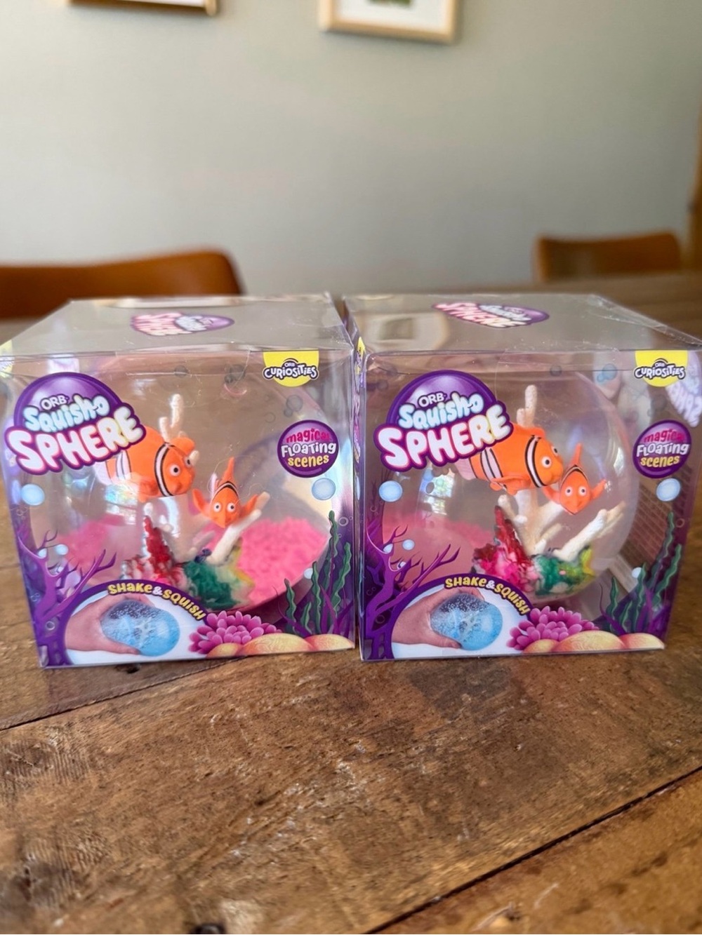 2 ORB Squish Sphere Shake & Squish Magic Floating Nemo Fish Squishy Bundle